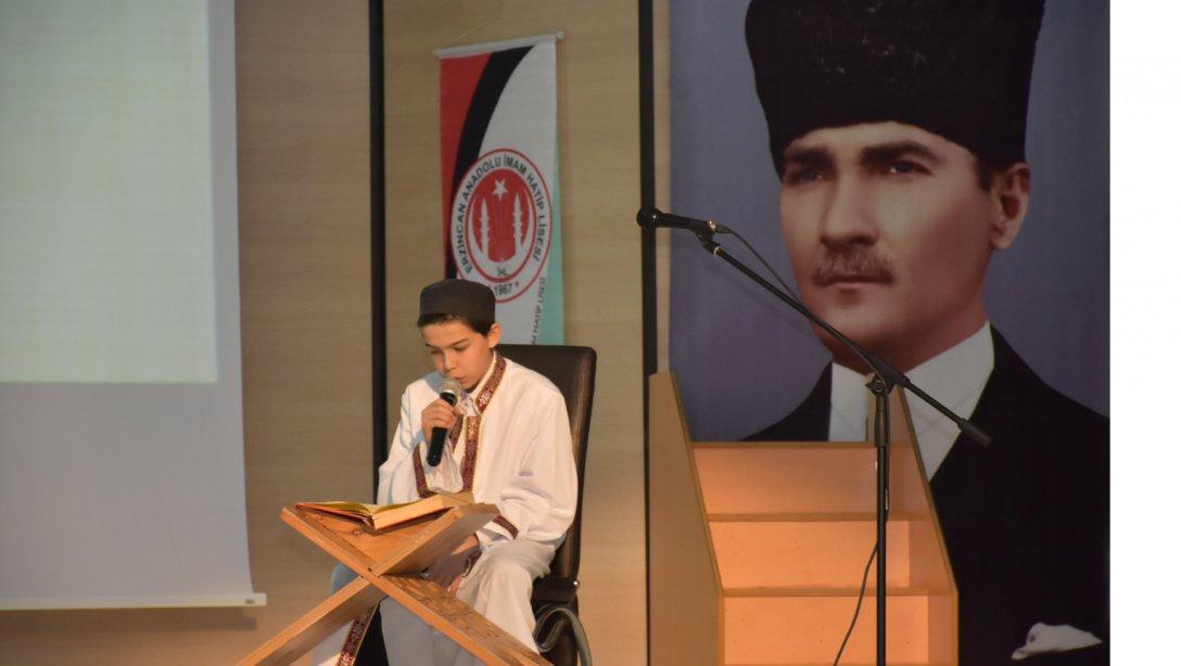 Anadolu İmam Hatip Liseleri Arası Hafızlık, Ezan, Hutbe ve Kur-anı Kerim-i Güzel Okuma Yarışmaları Yapıldı