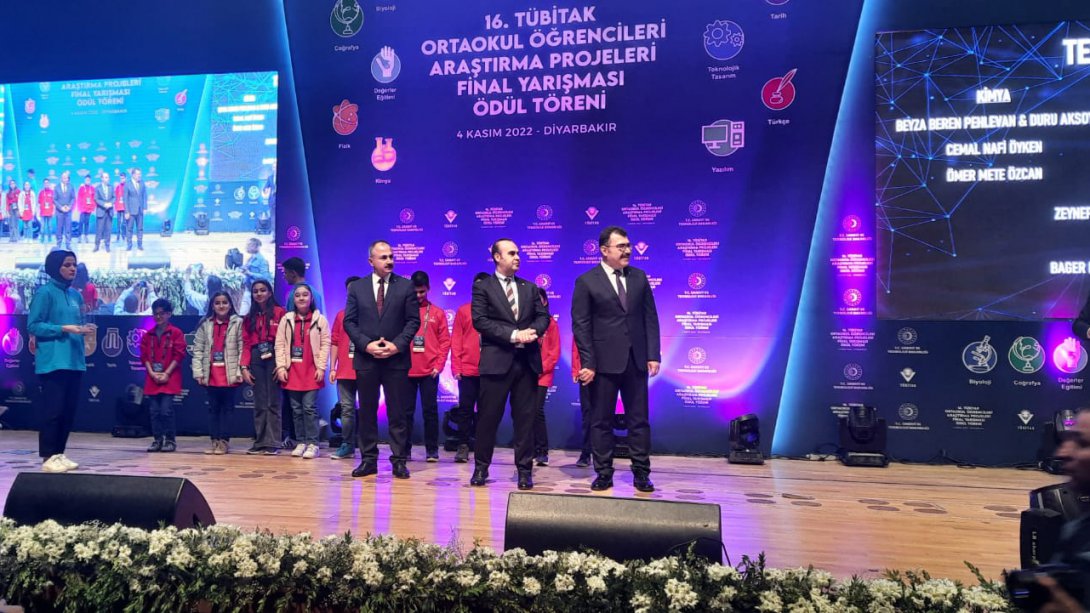 TÜBİTAK 16. Ortaokul Öğrencileri Araştırma Projeleri Yarışması Türkiye Finalinde Demirkent Terzibaba İmam Hatip Ortaokulu Teşvik Ödülüne Layık Görüldü